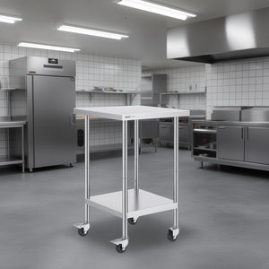 Tavolo da Lavoro in Acciaio Inox Vevor 24 X 24 Pollici con 4 Ruote e Altezza Regolabile per Uso Commerciale in Cucina e Ristorante - Product Image 2
