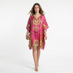 Robe longue ample en viscose Dashiki pour femmes africaines, tunique chauve-souris, poncho kimono, finition soyeuse, légère, respirante, style bohème - Product Image 1