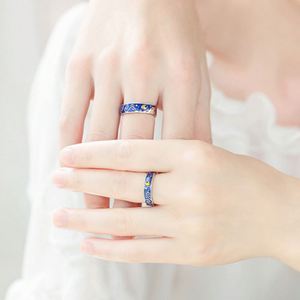 Bague ouverte artisanale pour couple, motif ciel étoilé, style mode, personnalisée - Product Image 4