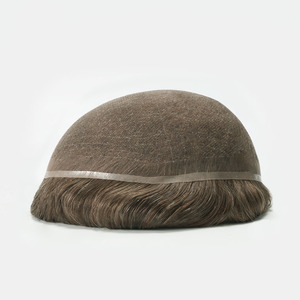 U.<strong>S</strong>. STOCK HS7 Full Swiss Lace <strong>Hair</strong> System Bleached Knots Realistic Hairline <strong>Men</strong> Wig Toupee - Product Image 1