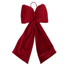 Noeud en coton de 18*26 cm avec garniture en velours rouge et strass, disponible en tailles personnalisables - Product Image 2