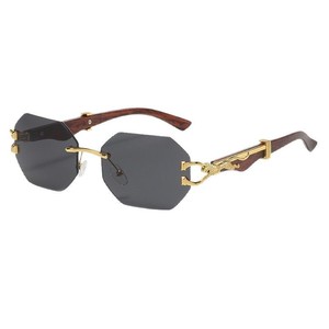 <b>Rimless</b> Gradient <b>Sunglasses</b> UV400 Rectangle Retro Women Driving Adult Fashion Sun Glasses - Product Image 4