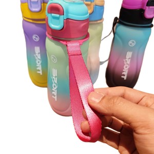 Sport Water Bottle 500Ml Frosted Gradient With Strap Portable For Outdoor Use - Product Image 5