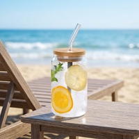 Gobelets en verre en gros avec couvercles, tasses à cola en borosilicate de haute qualité, compatibles micro-ondes
