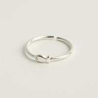 Anillo abierto de pez hipoalergénico minimalista lindo de Plata de Ley 925 de estilo coreano