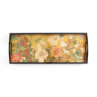Plateau en laque japonaise fabriqué à la main plateau de bar de réglage de Table dorée avec un design élégant de fleurs pour les restaurants hôtels cafés