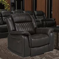 Ensemble de canapés inclinables de luxe traditionnels en cuir synthétique et daim Frank Furniture avec rangement pliable pour salon