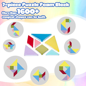 Canapé de jeu modulaire pour enfants en blocs de mousse, ensemble de 7 pièces, puzzle éducatif Tangram pour tout-petits - Product Image 3