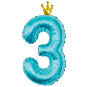 Ballons Chiffres Bleu Turquoise Couronne 40 Pouces en Mylar Hélium pour Anniversaire, Mariage, Thème Sirène, Décoration de Fête - Product Image 4
