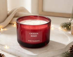 Crimson Berry Scented Soy Wax <b>Candle</b> Red Glass Jar Single <b>Wick</b> Handmade Aromatherapy for Home Fragrance Chinese New Year - Product Image 1