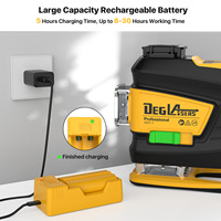 Niveaux laser industriels DEGLASERS 3x360, faisceau vert super lumineux 40mW, auto-nivelant, kit laser DIY avec batterie lithium grande capacité