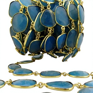 Chaîne de connecteurs en laiton bleu EMINENT JEWEL N ARTS, forme irrégulière, 15x20mm, vendue au mètre, noir/argent/or - Product Image 1