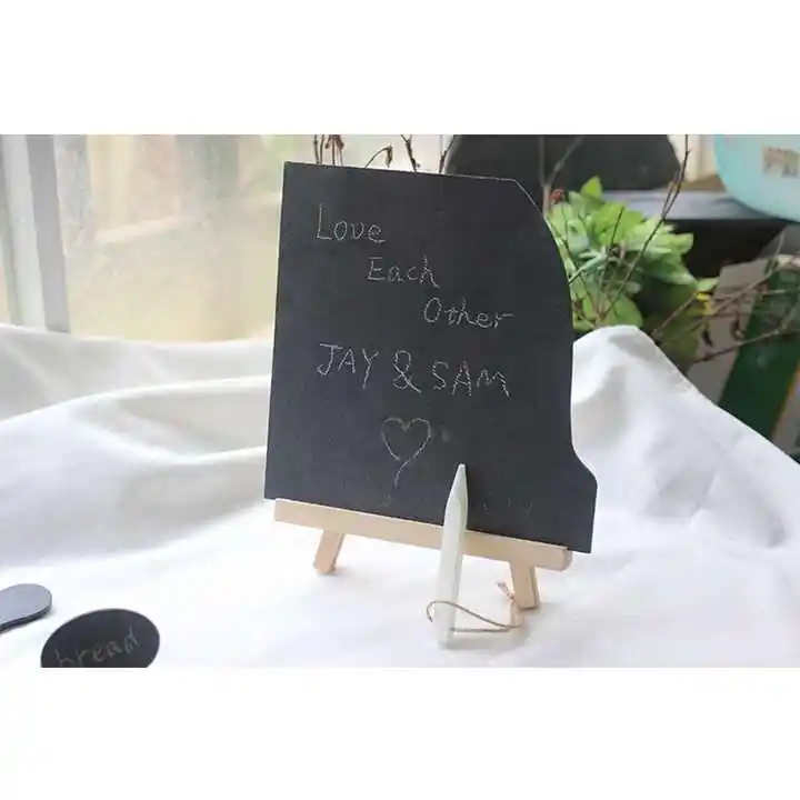 Ahşap taban mesaj ile çift taraflı küçük tahta masa Mini kara tahta işareti okul düğün doğum günü Bar ve parti için