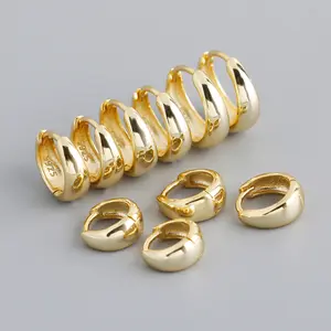 Trendy Fine Jewelry Earrings Simple 925 Sterling Silver 6mm 7mm 8mm 9mm 10mm Chunky Hoop Earrings For Women