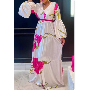 <span class=keywords><strong>Robe</strong></span> <span class=keywords><strong>longue</strong></span> décontractée <span class=keywords><strong>blanche</strong></span> à manches longues, imprimé floral, patchwork multicouche, dernier design 2024, Gt9168 - Product Image 2