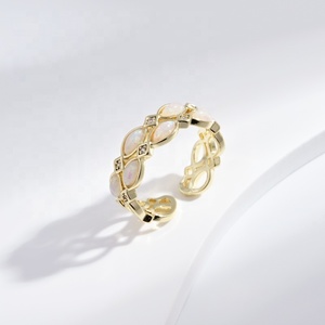 Bague ajustable en argent 925 plaqué or, luxe, agate, pierres précieuses naturelles, bijoux fins, prix d'usine, mode féminine. - Product Image 1