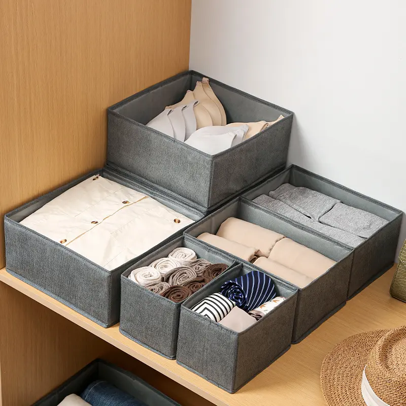 Kotak penyimpanan pakaian, Laci rumah tangga dapat dilipat tanpa penutup kotak celana panjang asrama, kotak pengatur klasifikasi pakaian dalam