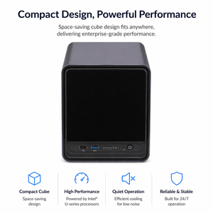 NAS 4 baies entièrement personnalisable, routeur avancé, mini serveur, PC de bureau barebone, CPU Celeron I5-10210U, 2x SSD, 4x HDD, 4x LAN - Product Image 3