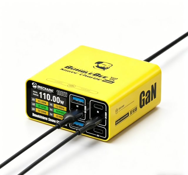 MECHANIC M-POWER110 Pro GaN 110W 6-Port Fast Charger with Intelligent LCD Display PD QC for Phone/Tablet/iPad Repair Shop