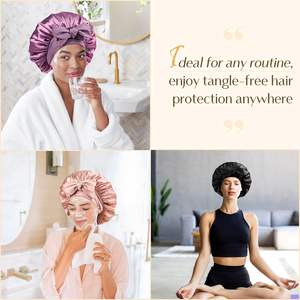 女性用シルクターバンデザイナーDuragsスリープボンネット2025卸売高級カスタムロゴエッジラップマルベリーシルクヘアボンネット付き - Product Image 6