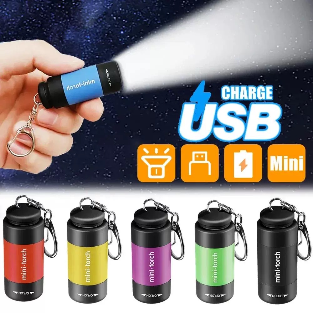 Оптовая Продажа USB перезаряжаемый портативный водонепроницаемый фонарик Сильный свет брелок ночной ходьбы безопасный фонарик