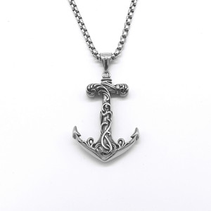 yunnique Anchor Pendant Necklace Stainless Steel Unisex Retro Style Fashion Jewelry Minimalist Design <b>Chain</b> Necklace - Product Image 1