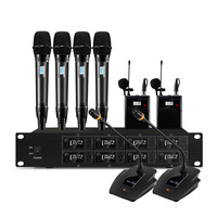 Système de microphone sans fil professionnel UHF 2/4/8 canaux pour karaoké et conférence, avec micro col de cygne sans fil