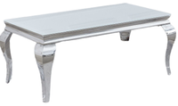 Ensemble de table à manger en marbre minimaliste de luxe doré Ensemble de tables à manger rectangulaires élégantes en acier inoxydable brillant Tables basses