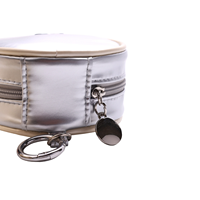 Trousse de Maquillage Ronde Portable en PU avec Fermeture Éclair, Mini Pochette de Luxe pour Bijoux et Maquillage, Motif Bonbons, Poignée Souple