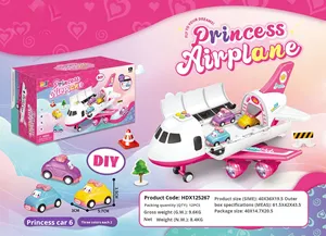 Avion de dessin animé rose transformable pour filles, jouet éducatif pour le développement de l'intelligence, avec lumière et musique, rangement intégré, télécommande en plastique - Product Image 6