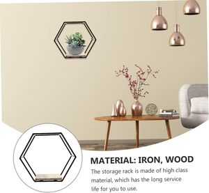 Set of 3 Hexagonal <b>Floating</b> <b>Wall</b> Mounted Metal <b>Shelves</b> Modern Partition Storage in Black for Garage and Living Room Jewelry Use - Product Image 6