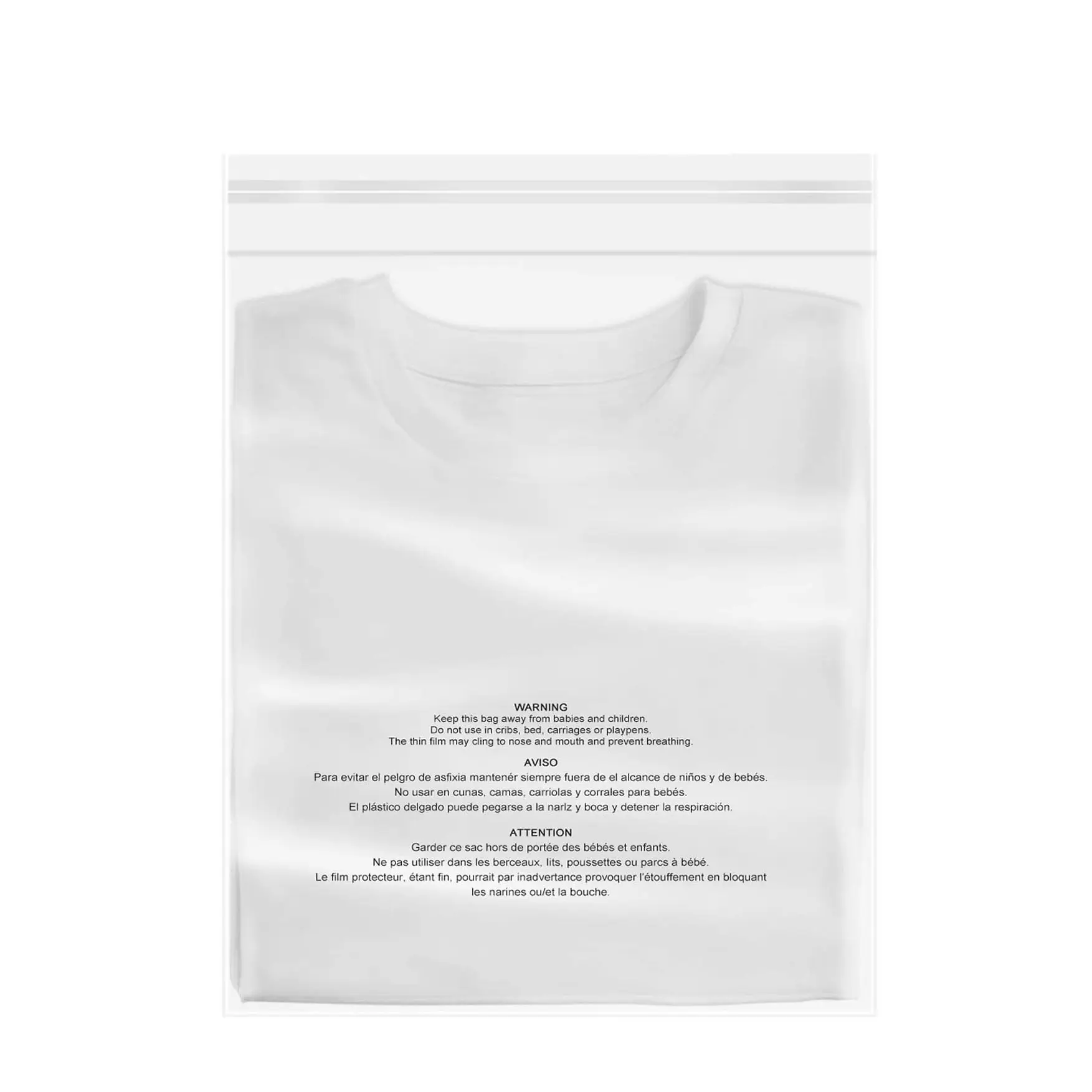 Custom Multi-language Warning Printing Plastic Bag for Clothes Clear 14.5 x 19 Suffocation Warning Self Seal Poly Bags Supplier