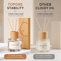 Diffuseur de parfum minimaliste TopOne avec bouchon en bois de hêtre naturel 50 ml, parfum d'ambiance longue durée, huile essentielle pour le salon