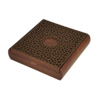 Boîte en bois MDF carrée verrouillable à bords incurvés, avec couvercle ajouré arabe, gravée au laser, personnalisable, pour chocolats et fruits secs – Vente en gros