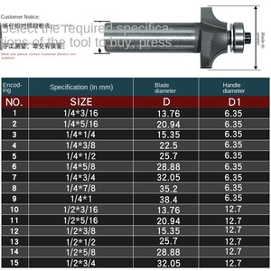 Chuanmu chế biến gỗ góc bit lồi bán tròn ARC chamferer mang 0602 hình trụ phay cắt hợp kim thép ODM OEM - Product Image 2
