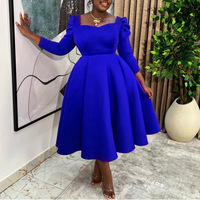 D3354 Mode Automne & Hiver Robes pour femmes Robes décontractées pour femmes Col carré Taille haute Robe trapèze Robes africaines pour femmes Vêtements