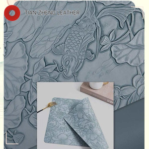 Similicuir PVC imperméable gaufré motif carpe et lotus 3D pour sacs à main, trousses de maquillage, vêtements, décoration intérieure, artisanat et ceintures - Product Image 2