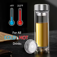 Nouveauté bouteille d'infuseur à thé en verre à double paroi portable grande capacité gobelet de voyage écologique et étanche jetable
