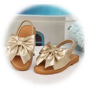 BSCI/Smeta/Sedex/Higg/GRS fabbrica all'ingrosso Logo personalizzato <span class=keywords><strong>bambina</strong></span> <span class=keywords><strong>oro</strong></span> <span class=keywords><strong>sandali</strong></span> Bowknot elastico in tessitura principessa pantofola sandalo - Product Image 6