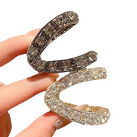 3.5cm à la mode queue de cheval de type V fixe griffe de cheveux haute qualité strass griffe de requin Mini pince à cheveux en métal pour la coiffure