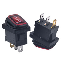 Interrupteur à bascule étanche IP65 16A125V/10A250VAC S P S T ON-OFF avec voyant rouge 15*21mm RL3(P)