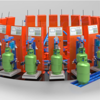 Carrousel Rotatif Pneumatique Zineng 10 Stations 8 Buses Pompe PLC Automatique Haute Précision Résistant aux Tremblements de Terre GPL Cartons en Bois