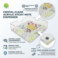 Distributeur de notes autocollantes en acrylique à motifs, support de mémo transparent pour bureau, maison, rangement de réception OEM