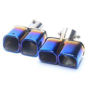Punta de escape de acero inoxidable universal de doble salida de 63 mm con tinte azul para silenciador de coche - Product Image 1