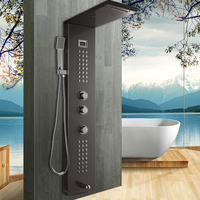 Panneau de douche thermostatique avec pommeau de pluie en acier inoxydable et céramique pour eau douce