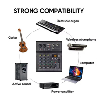 Console de mixage audio Rayco MX-204 4 canaux avec réverbération vocale réglable, lecture USB pour ordinateur domestique