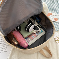 Sac à dos en velours côtelé durable pour étudiantes, design rétro simple, grande capacité, pour collégiennes et lycéennes