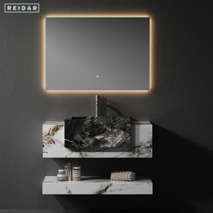 2025 sang trọng tùy chỉnh treo tường thiêu kết phòng tắm đá Vanity hiện đại sáng tạo Rock Slate tủ phòng tắm Gương thông minh - Product Image 1