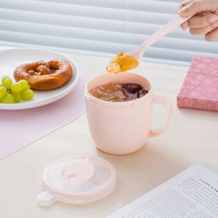 Boîte à déjeuner simple en plastique ANYA avec logo personnalisé, nouvelle boîte à soupe et à nouilles en plastique réutilisable, hermétique, compatible micro-ondes, avec couvercle en plastique