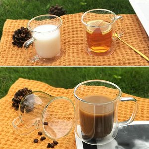 Mô Hình Máy Rửa Chén & Lò Vi Sóng An Toàn Có Thể Tái Sử Dụng Cốc Cà Phê Thủy Tinh Đôi Có Tay Cầm - Product Image 2